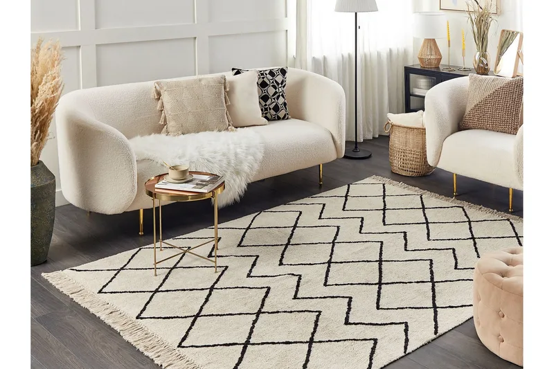 Eldes Ryeteppe 160x230 cm - Beige - Tekstiler - Tepper & Matter - Moderne tepper - Ryeteppe