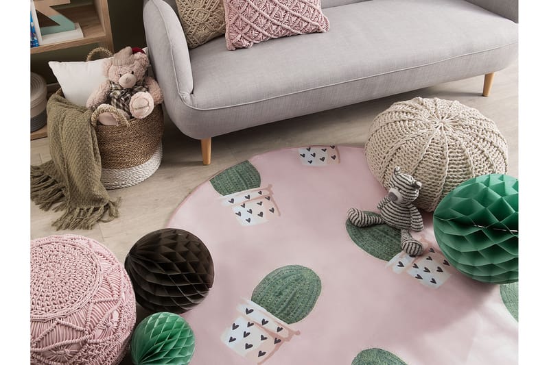 Eldivan Ryeteppe 120x120 cm - Rosa - Tekstiler - Tepper & Matter - Moderne tepper - Ryeteppe