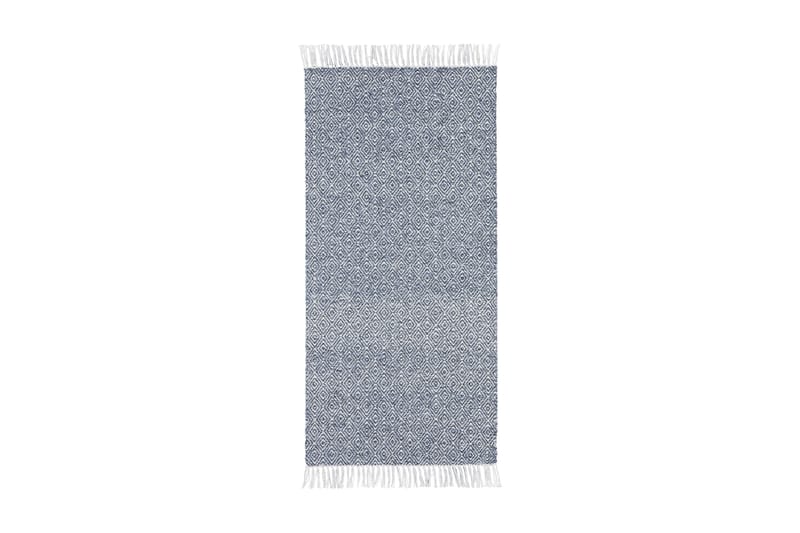 Gås Bomullsteppe 70x400 cm Blå - Horredsmattan - Gummiert tepper - Små tepper - Mønstrede tepper - Fillerye - Store tepper - Håndvevde tepper