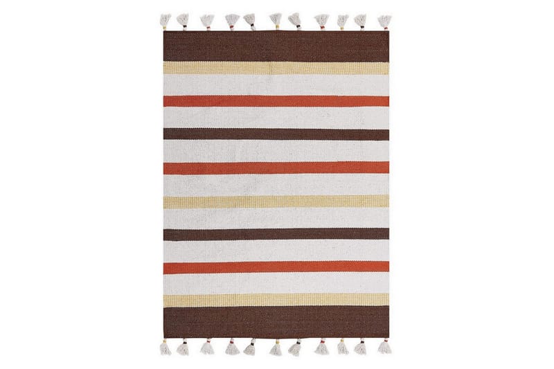 Flatvevd Hisarli, Brun, gul, oransje, beige, 140x200 cm