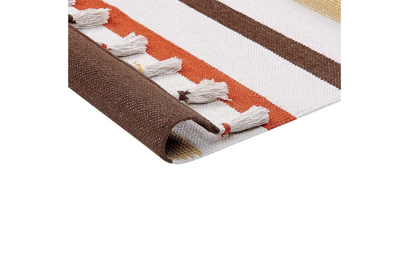Flatvevd Hisarli - Brun, gul, oransje, beige, 140x200 cm - Tekstiler - Tepper & Matter - Moderne tepper - Bomullstepper