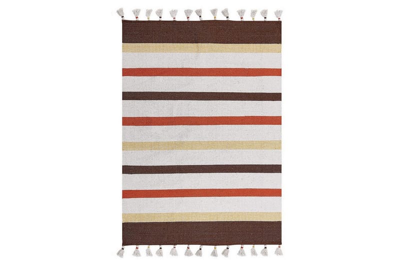 Flatvevd Hisarli, Brun, gul, oransje, beige, 160x230 cm
