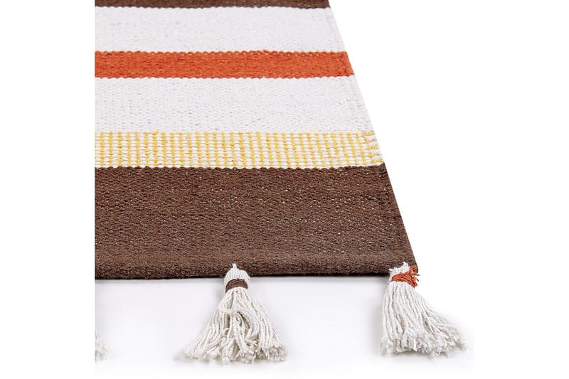 Flatvevd Hisarli - Brun, gul, oransje, beige, 160x230 cm - Tekstiler - Tepper & Matter - Moderne tepper - Bomullstepper