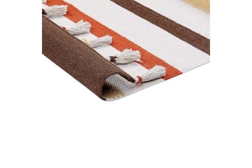 Flatvevd Hisarli - Brun, gul, oransje, beige, 160x230 cm - Tekstiler - Tepper & Matter - Moderne tepper - Bomullstepper