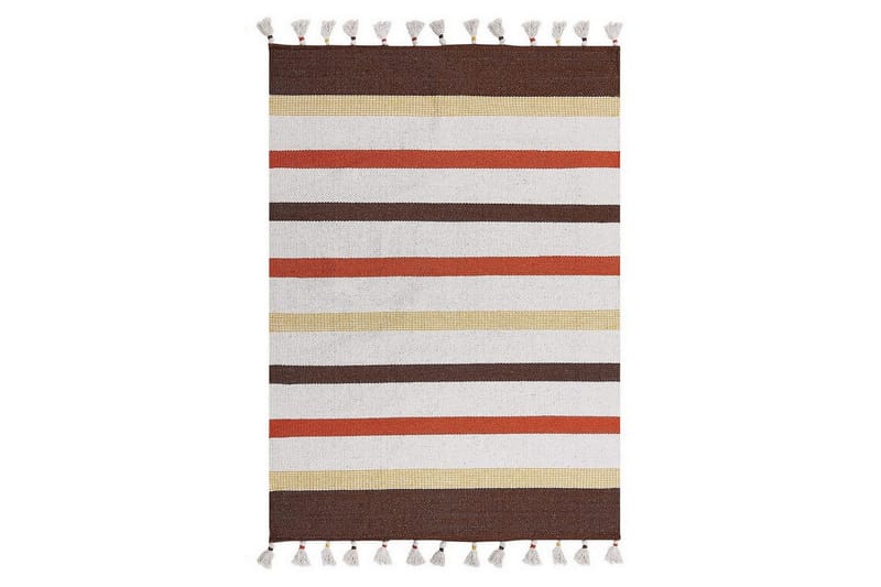 Flatvevd Hisarli, Brun, gul, oransje, beige, 160x230 cm