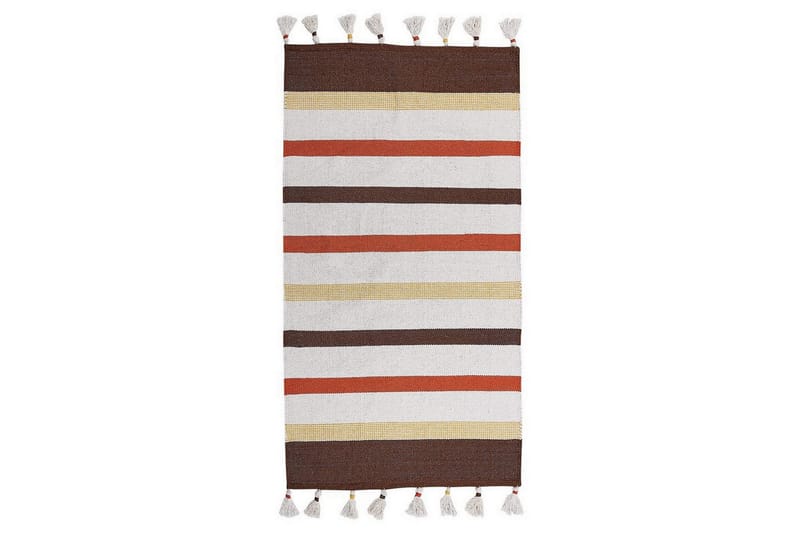 Flatvevd Hisarli - Brun, gul, oransje, beige, 80x150 cm - Tekstiler - Tepper & Matter - Moderne tepper - Bomullstepper