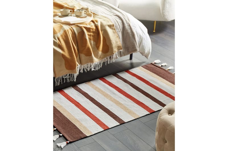 Flatvevd Hisarli - Brun, gul, oransje, beige, 80x150 cm - Tekstiler - Tepper & Matter - Moderne tepper - Bomullstepper