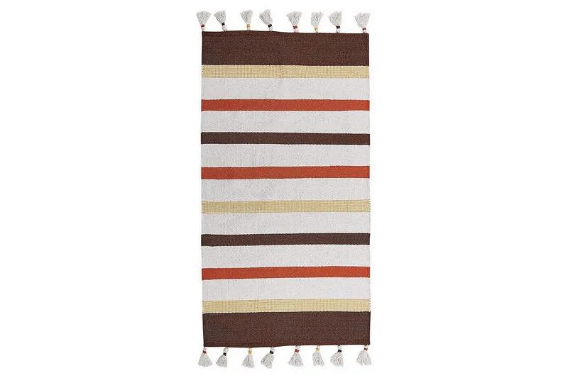 Flatvevd Hisarli - Brun, gul, oransje, beige, 80x150 cm - Tekstiler - Tepper & Matter - Moderne tepper - Bomullstepper