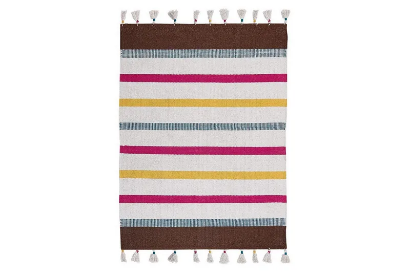 Flatvevd Hisarli, Flerfarget, hvit, brun, blå, oransje, 140x200 cm