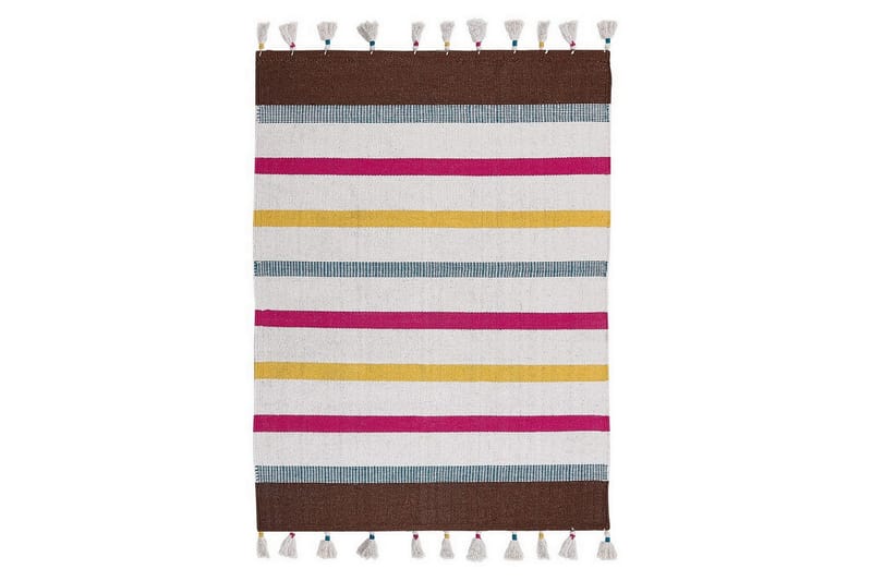 Flatvevd Hisarli - Flerfarget, hvit, brun, blå, oransje, 140x200 cm - Tekstiler - Tepper & Matter - Moderne tepper - Bomullstepper