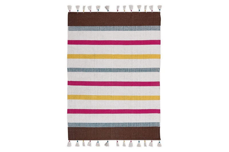 Flatvevd Hisarli - Flerfarget, hvit, brun, blå, oransje, 160x230 cm - Tekstiler - Tepper & Matter - Moderne tepper - Bomullstepper