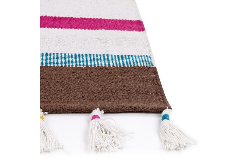 Flatvevd Hisarli - Flerfarget, hvit, brun, blå, oransje, 80x150 cm - Tekstiler - Tepper & Matter - Moderne tepper - Bomullstepper