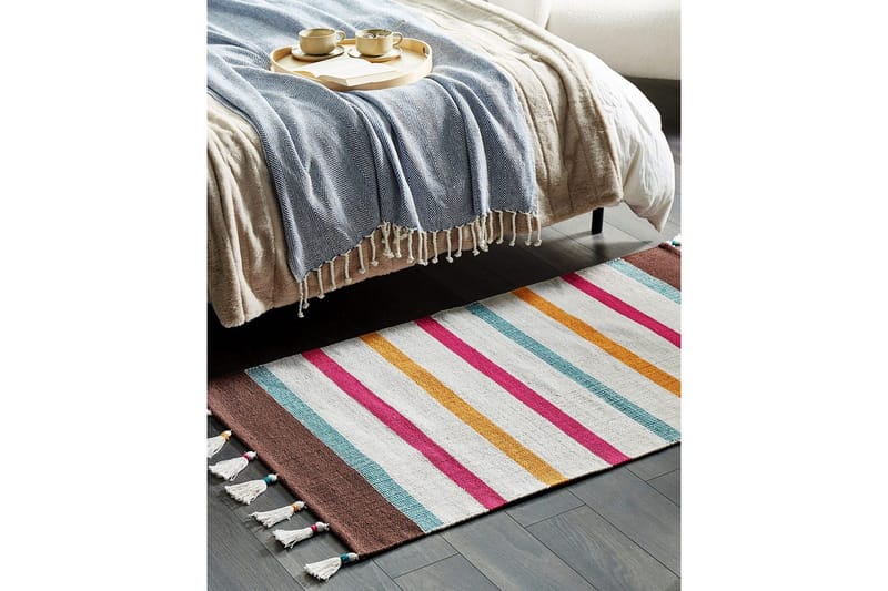 Flatvevd Hisarli - Flerfarget, hvit, brun, blå, oransje, 80x150 cm - Tekstiler - Tepper & Matter - Moderne tepper - Bomullstepper