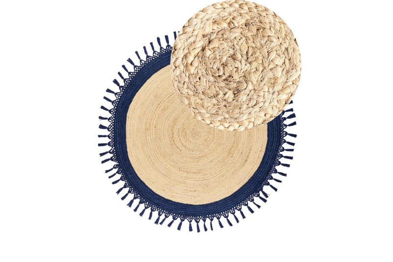 Flatvevd Marts - Beige, Blå, 140x140 cm - Tekstiler - Tepper & Matter - Moderne tepper - Sisaltepper