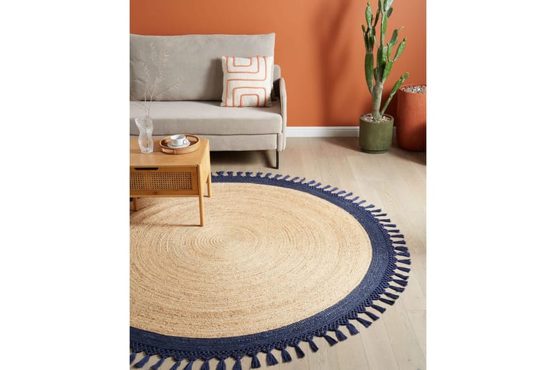 Flatvevd Marts - Beige, Blå, 200x200 cm - Tekstiler - Tepper & Matter - Moderne tepper - Sisaltepper