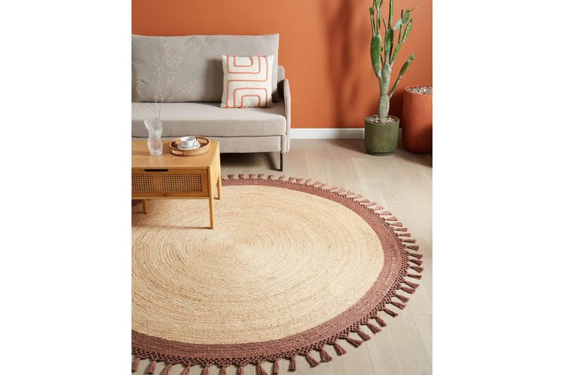 Flatvevd Marts - Beige, Brun, 200x200 cm - Tekstiler - Tepper & Matter - Moderne tepper - Sisaltepper