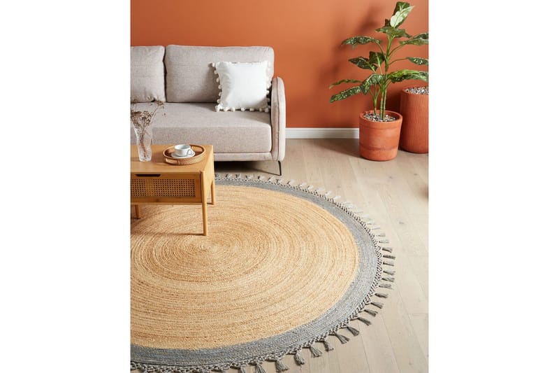 Flatvevd Marts - Beige, Grå, 200x200 cm - Tekstiler - Tepper & Matter - Moderne tepper - Sisaltepper