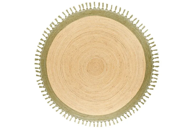 Flatvevd Marts - Beige, Grønn, 200x200 cm - Tekstiler - Tepper & Matter - Moderne tepper - Sisaltepper