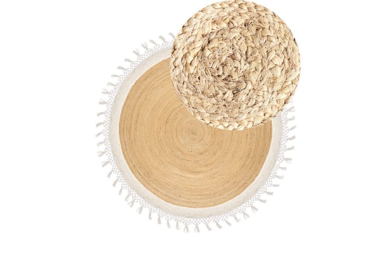 Flatvevd Marts - Beige, hvit, 200x200 cm - Tekstiler - Tepper & Matter - Moderne tepper - Sisaltepper