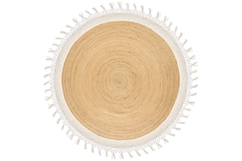 Flatvevd Marts, Beige, hvit, 200x200 cm