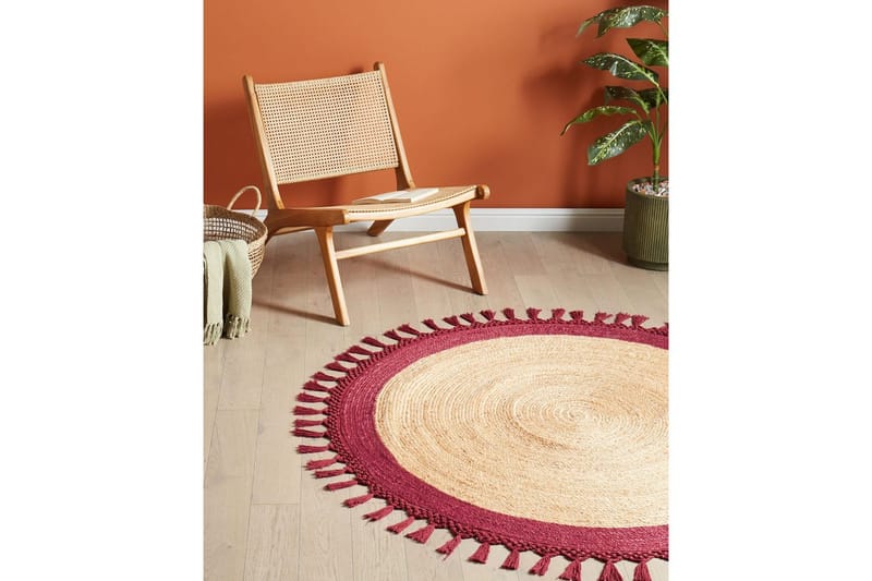 Flatvevd Marts - Beige, Rød, 140x140 cm - Tekstiler - Tepper & Matter - Moderne tepper - Sisaltepper