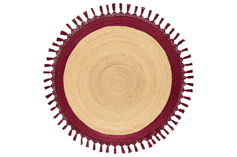 Flatvevd Marts - Beige, Rød, 140x140 cm - Tekstiler - Tepper & Matter - Moderne tepper - Sisaltepper