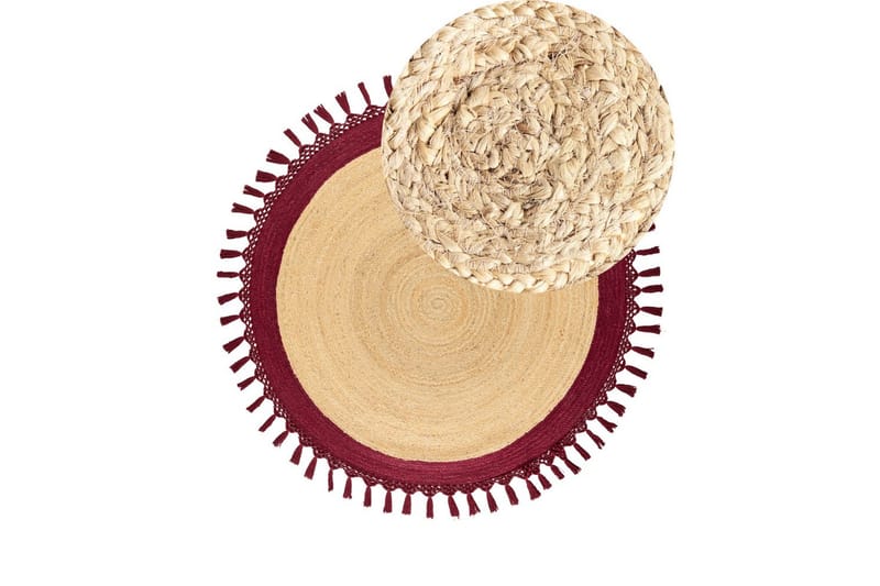 Flatvevd Marts - Beige, Rød, 140x140 cm - Tekstiler - Tepper & Matter - Moderne tepper - Sisaltepper