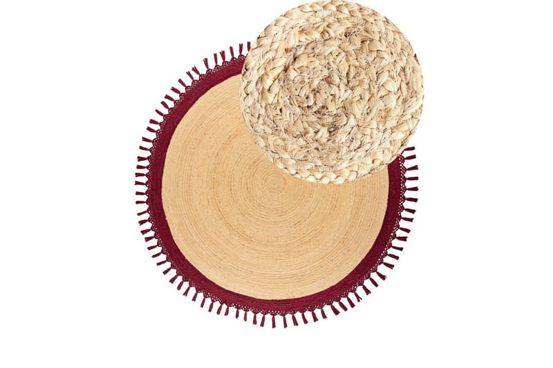 Flatvevd Marts - Beige, Rød, 200x200 cm - Tekstiler - Tepper & Matter - Moderne tepper - Sisaltepper