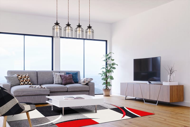 London Patch Friezematte 200x290 - Rød - Tekstiler - Tepper & Matter - Moderne tepper - Friezematter