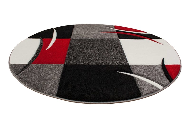 London Patch Friezematte Rund 240 - Rød - Tekstiler - Tepper & Matter - Moderne tepper - Friezematter