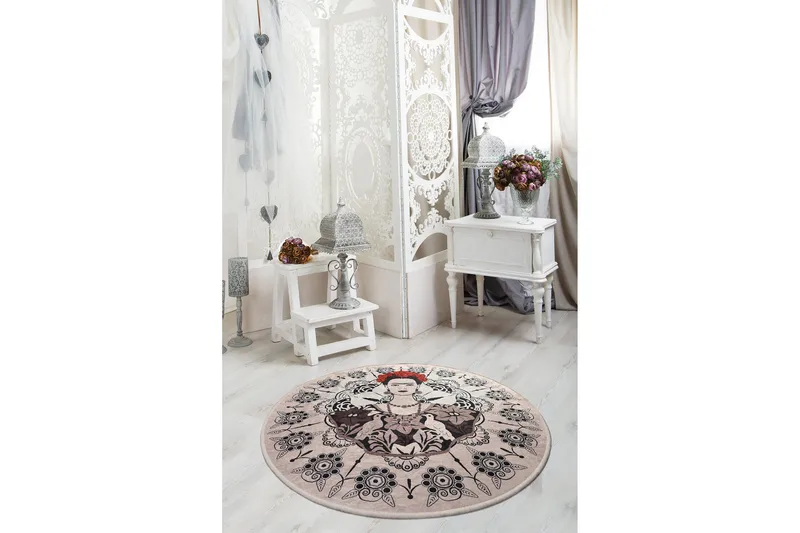 Matte Frida Rund (140) - Flerfarget/Fløyel - Tekstiler - Tepper & Matter - Moderne tepper - Friezematter