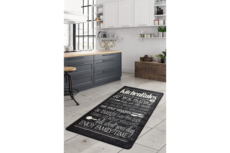 Matte Kjøkken - Svart (100 x 200) - Svart / Fløyel - Tekstiler - Tepper & Matter - Moderne tepper - Friezematter
