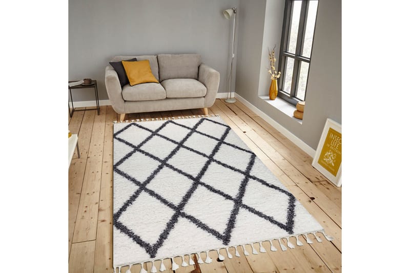 Nishiki Wiltonteppe 160x230 cm Rektangulær - Hvit/Antrasitt - Tekstiler - Tepper & Matter - Moderne tepper - Friezematter