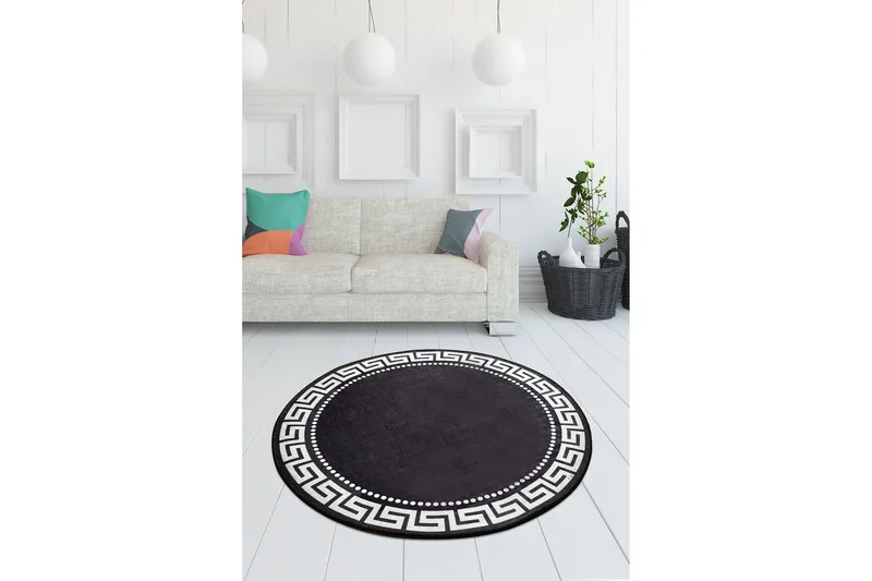 Round Matte Antique (100) - Flerfarget/Fløyel - Tekstiler - Tepper & Matter - Moderne tepper - Friezematter