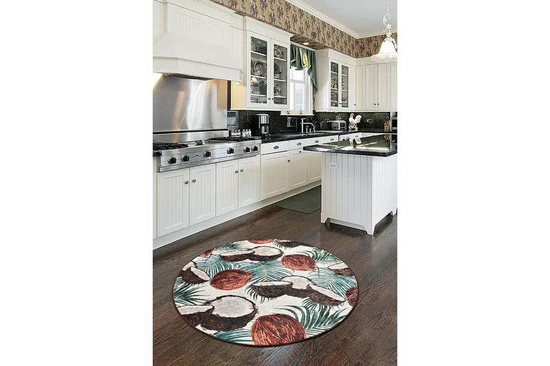 Round Matte Coconut (100) - Flerfarget/Fløyel - Tekstiler - Tepper & Matter - Moderne tepper - Friezematter