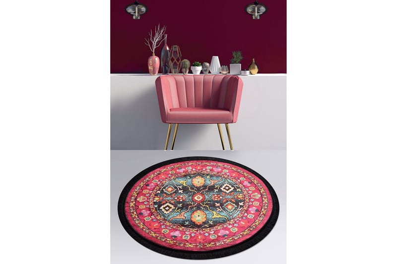 Round Matte Otantik - Flerfarget/Fløyel - Tekstiler - Tepper & Matter - Moderne tepper - Friezematter