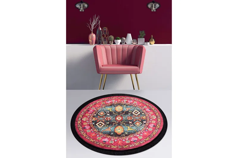 Round Matte Otantik - Flerfarget/Fløyel - Tekstiler - Tepper & Matter - Moderne tepper - Friezematter