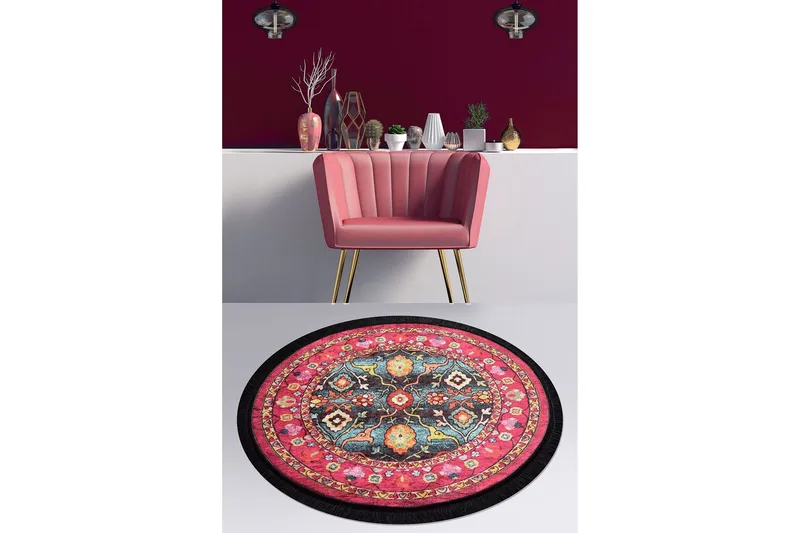 Round Matte Otantik - Flerfarget/Fløyel - Tekstiler - Tepper & Matter - Moderne tepper - Friezematter