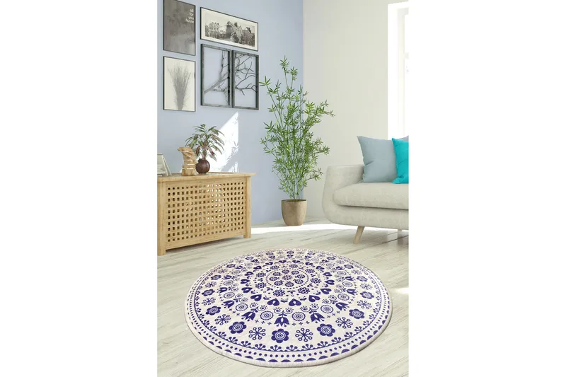 Round Matte Venice - Blue (100), Blå / Fløyel