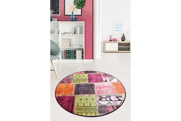 Rund Matte Alvina - Fargerik - Flerfarget/Fløyel - Tekstiler - Tepper & Matter - Moderne tepper - Friezematter