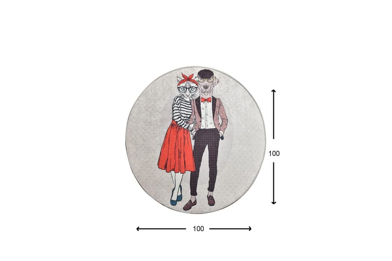 Rund Matte Beste Par (100) - Flerfarget/Fløyel - Tekstiler - Tepper & Matter - Moderne tepper - Friezematter