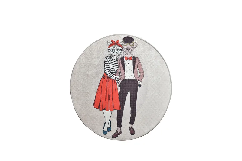 Rund Matte Beste Par (140), Flerfarget/Fløyel