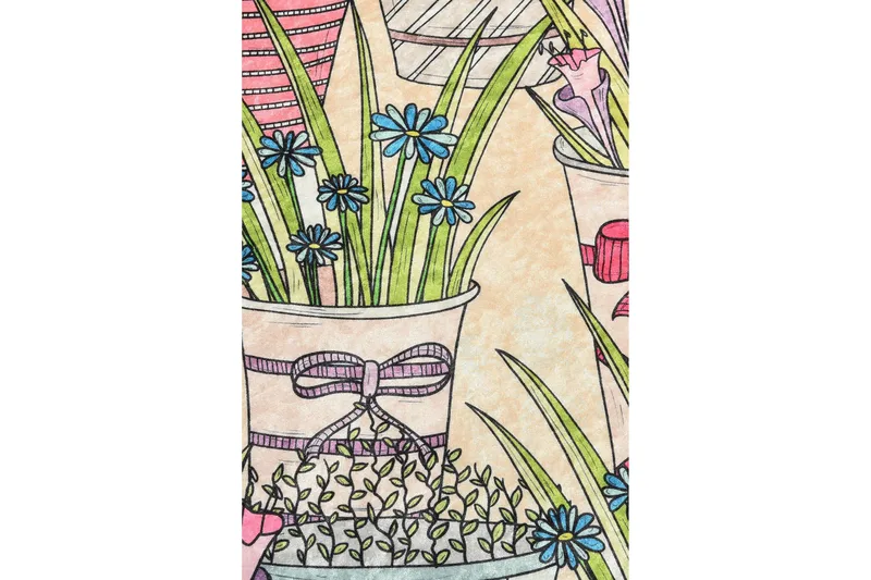 Rund Matte Blomster (100) - Flerfarget/Fløyel - Tekstiler - Tepper & Matter - Moderne tepper - Friezematter