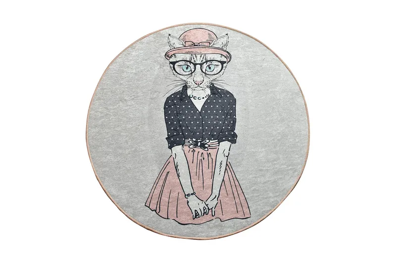 Rund Matte Cat Women (100), Flerfarget/Fløyel