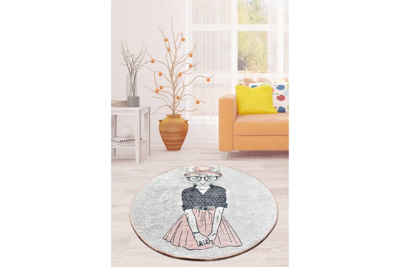 Rund Matte Cat Women (100) - Flerfarget/Fløyel - Tekstiler - Tepper & Matter - Moderne tepper - Friezematter