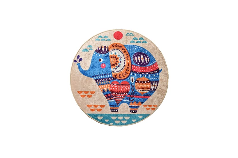 Rund Matte Etnisk (100), Flerfarget/Fløyel