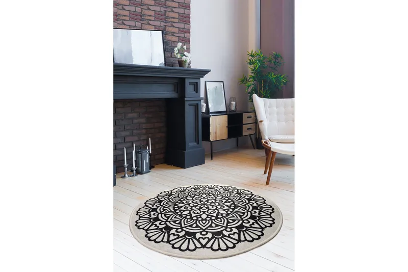 Rund Matte Kozzy (100) - Flerfarget/Fløyel - Tekstiler - Tepper & Matter - Moderne tepper - Friezematter