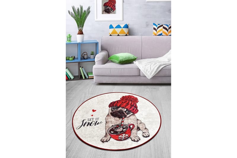 Rund Matte Let It Snow (100) - Flerfarget/Fløyel - Tekstiler - Tepper & Matter - Moderne tepper - Friezematter
