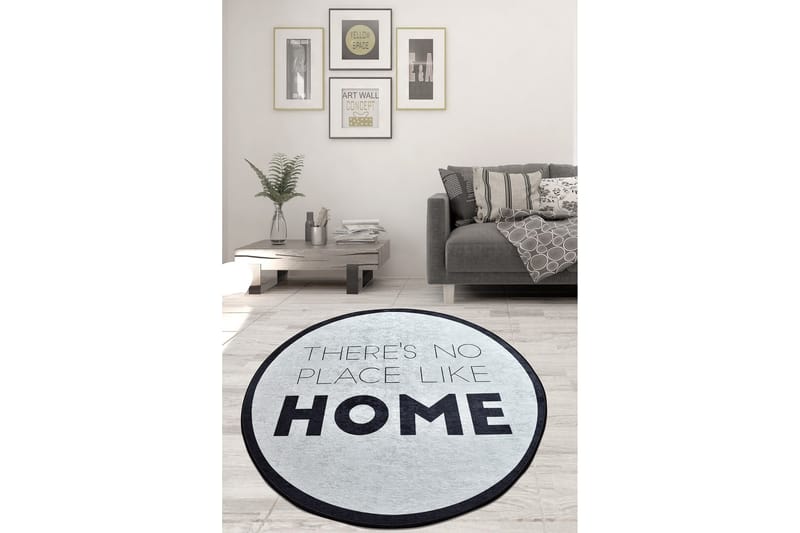 Rund Matte Like Home DJT (120), Hvit/Svart/Fløyel