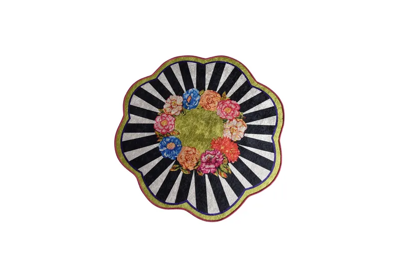 Rund Matte Loan (100), Flerfarget/Fløyel